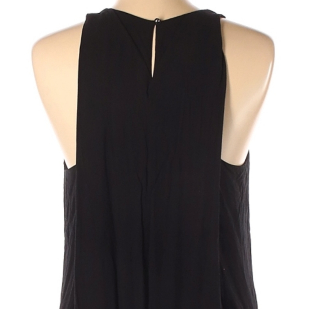 Bella Luxx Black Mini Dress Size M Pleating Layered Look Flowy Sleeveless - Picture 5 of 8
